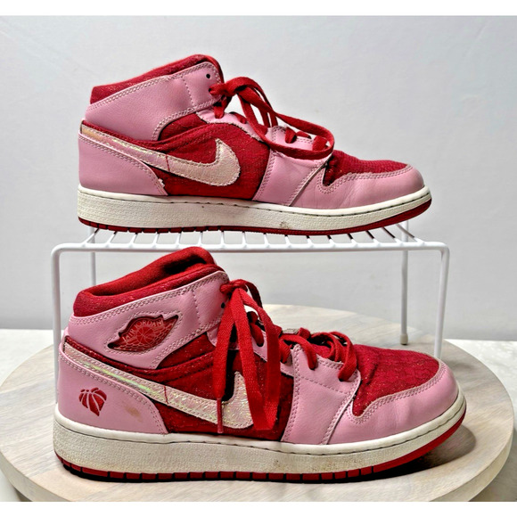 Nike Other - Nike Jordan 1 Mid Premium Valentine's Day Grade School Size 7Y Pink